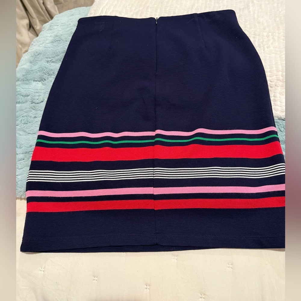 ESQUALO Blue and Red Striped Knee-Length Skirt Size Large